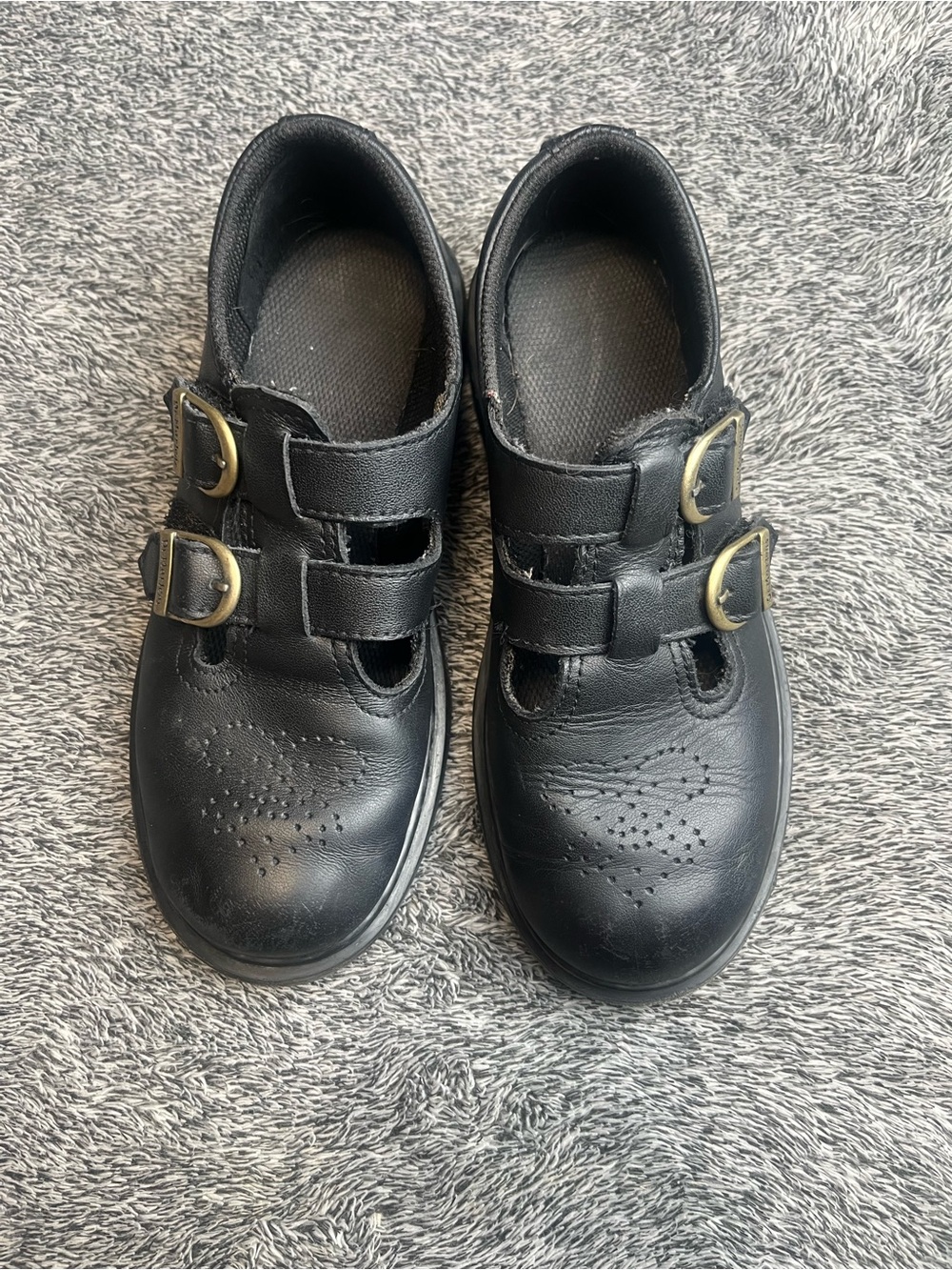 Dr. Martens Black Leather Double Strap Mary Jane Shoes US 13 Kids